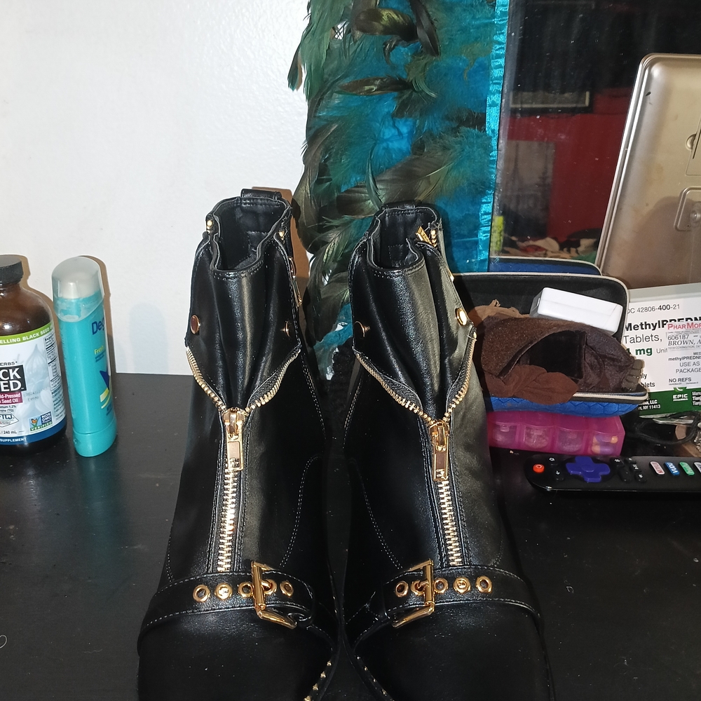 Black and Gold Women's Ankle Boots